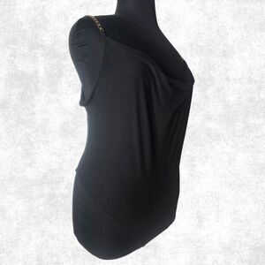 Top Fashion of NY Black Cowl Neck Chain Strap Bodysuit – Plus Size 2X